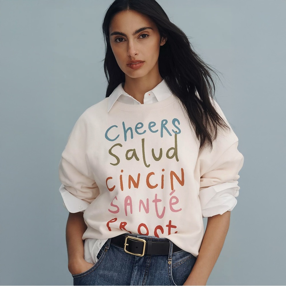 Anthropologie Jordan Nickson Cheers Graphic Sweatshirt
